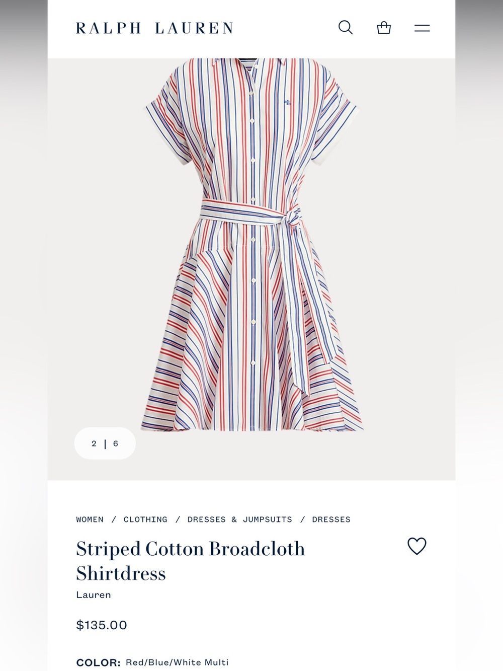 Ralph Lauren Striped Cotton Broadcloth
Shirtdress - Picture 6 of 7